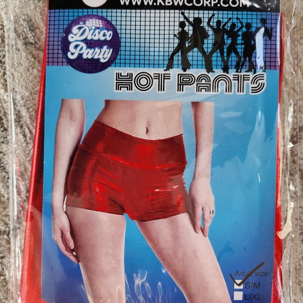 Red Disco Party Hot Pants Shorts, S/M New
